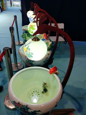 シャクヤク パターン520mmランプが付いている中国の陶磁器の魚ボール