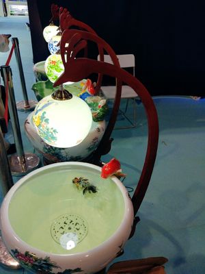 シャクヤク パターン520mmランプが付いている中国の陶磁器の魚ボール