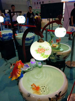 シャクヤク パターン520mmランプが付いている中国の陶磁器の魚ボール