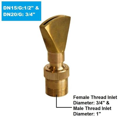 1"十分に真鍮の調節可能な方向ファン水噴水のノズルのジェット機水池Sprilker