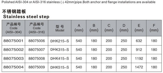4ステップ1.0mmステンレス鋼のプールの梯子