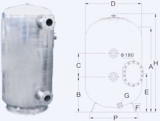 15m3/H 800mmの商業プールの砂フィルター