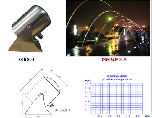 2000L/H 3w RGBのステンレス鋼 ライトが付いている薄層のウォーター ジェットの噴水